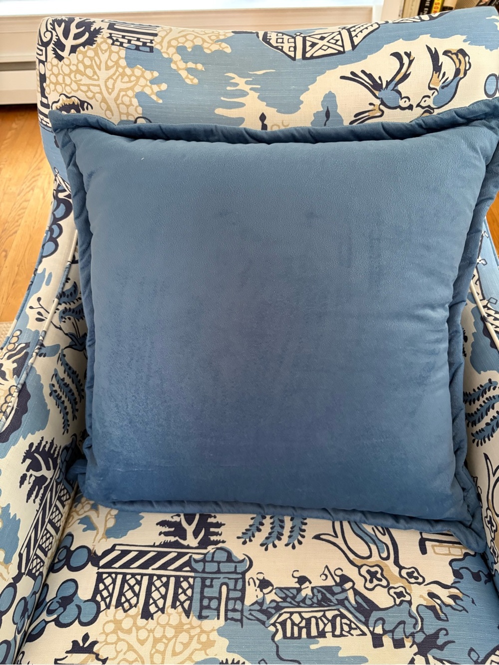 2 Blue Velvet-like pillow covers
